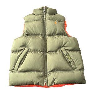 Polo Ralph Lauren Vest Youth Boys 6 Puffer Green Orange Reversable Full Zip